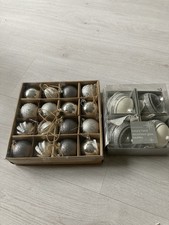 Debenhams Glass & Glittery Christmas Tree Baubles Decoration Set in Silver