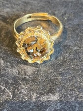 Vintage Costume Jewllery Tigers Eye ? Chip Adjustable Ring