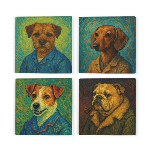 Van gogh dogs ceramic - van, coaster