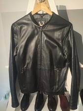 Armani Exchange AX Soft Leather Biker Jacket Size Small Black