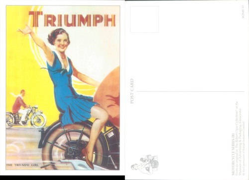 Woman with triumph motorcycle - with,