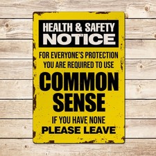 Common Sense Funny Sign - Garage Shed Man Cave Office Wall Plaque