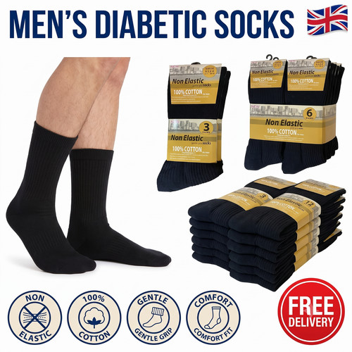 Mens diabetic socks loose soft - loose,