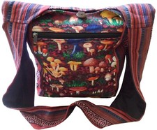 Fair Trade Cotton Mushroom Print Boho Hippy Festival Shoulder Bag