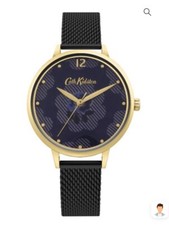Cath Kidston Watch with Black Milanese Strap Black Floral Print Dial - CKL095GBM