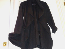 Fenn Wright Manson Charcoal 100% Boiled Wool Open Lightweight Duster Coat Jacket