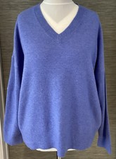 M&S XL Long Sweater WOOL Mix V Neck Fresh Blue M&S Long Jumper Sloppy Jo XL 46in