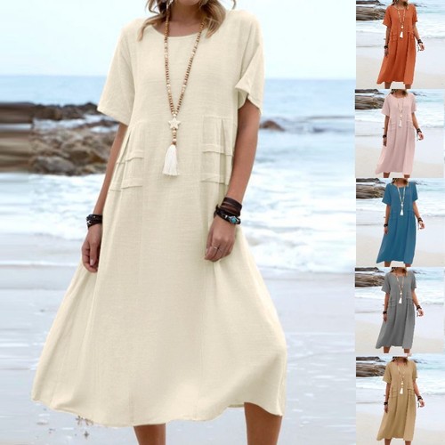 Womens summer baggy midi dress - baggy,