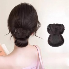 Synthetic Bun Head Wig Braided Hair Hairpiece Fashion Hair Bun Claw Clip  Women