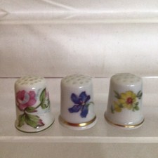 Thimbles, Haviland , Limoges, France, X 3, Flowers.