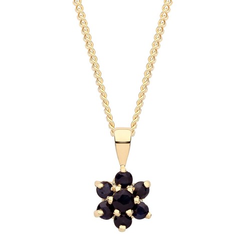 9ct gold blue sapphire cluster - blue,