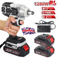 1000Nm 21V Cordless Electric Impact Wrench Drill Gun Ratchet Driver 2 Battery UK
