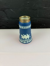 Antique Wedgwood Jasper Ware Dark Blue Vase Silver Rim 12.5 cm High
