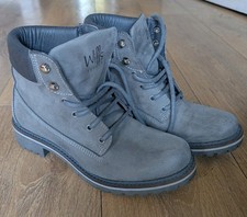 Wills Vegan Suede Dock Boots, Grey In Size 39 UK Size 6