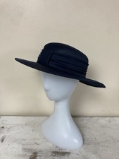 Vintage Ladies Hat Navy Blue Wedding Races 80s Chic Classic Top Hat