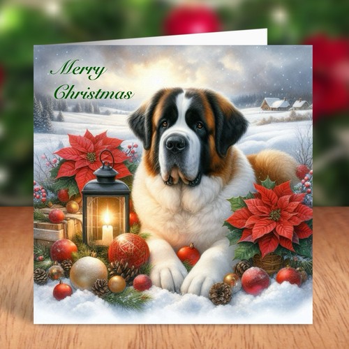 Bernard dog christmas card - st,