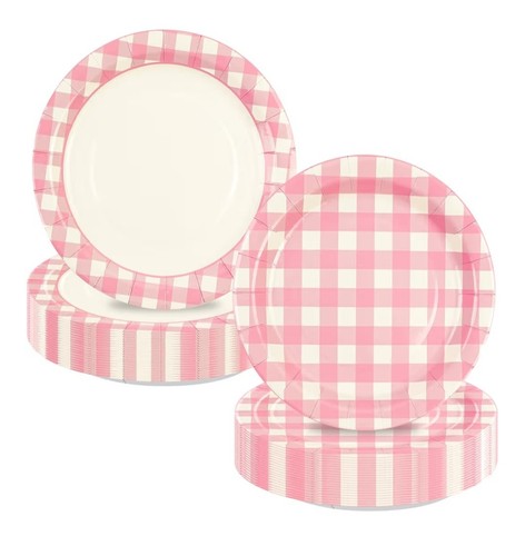 50pcs pink gingham paper - gingham,