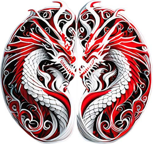 White red couple - dragon, wall
