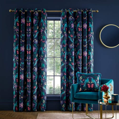 Tropical birds velvet curtains - tropical,