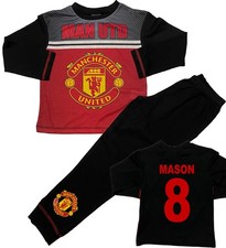 Manchester United Boys Pyjamas Personalised with Name and Number Age 4 to 10