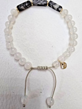 LOLA ROSE WHITE QUARTZ & BLACK  / GREY AGATE GEMSTONE BRACELET  - NWOT
