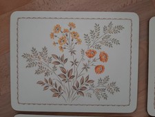 5 Orange Poppy melamine placemats 70s vintage retro floral country shabby chic