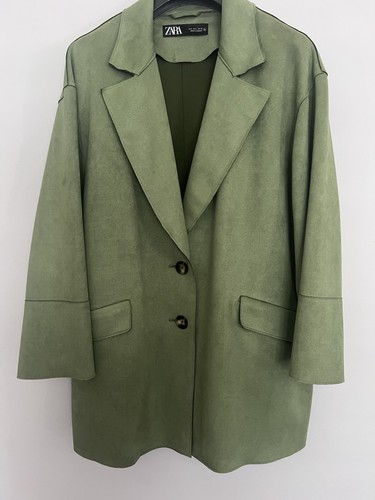 Zara green faux suede blazer - zara,