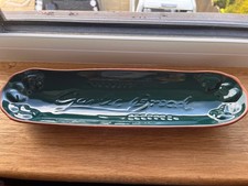 Vintage Green Rayware Garlic Bread Serving Platter Embossed Lettering 