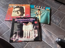 3 long playing records brothrehood of man elvis buddy holly in original sleeves