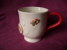 ANTHROPOLOGIE PORCELAIN CHRISTMAS COFFEE or TEA MUG SWEETS SNOWFLAKES new
