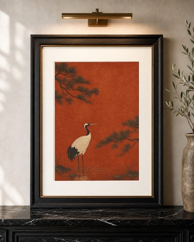 Vintage japanese crane art - japanese,