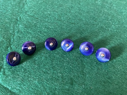 6no vintage domed blue - 6no., glass