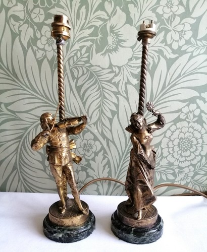 Pair gilt spelter - spelter, marble