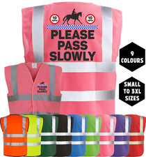 Equine Hi-Vis PLEASE PASS SLOWLY Horse Equestrian Rider Safety Vest Tabard