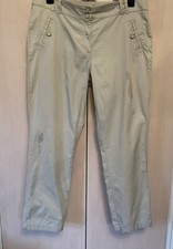 Debenhams Ladies Stone Coloured Cotton Trousers Size16 Used Very Good Condition