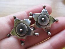 Vintage Sterling Silver 925 Quirky Handmade Sheriff Star Badge Stud Earrings