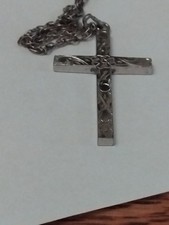 Small Silver Cross Pendant On Silver Chain. Weight 7grams