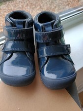 Start Rite Navy Blue Patent Leather Toddler Boots "Dream"  Size UK 6G Excellent