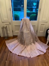 Vintage Pale Pink Voile Panels Curtains Lace Net Shabby Chic stripe #cottagecore