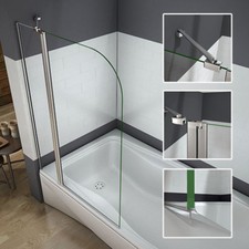 1000x1400mm 180°Pivot Bath Shower Screen 5mm Glass Over Double Door Panel Bar UO