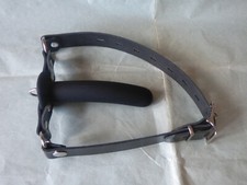 LARGE Devil's Finger silicone bdsm penis ball gag real leather locking strap #4