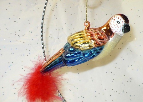 Vtg christmas glass parrot - christmas,