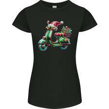 Scooter Christmas Hat MOD Moped Xmas Womens Petite Cut T-Shirt