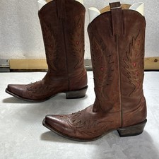 Stetson Womens Casey Brown Western Boots Sz 9.5 Snip Toe