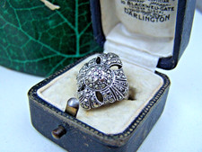GORGEOUS VINTAGE SOLID 925 STERLING SILVER MARCASITE RING SIZE H MODERNIST