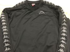 LADS SHINY BLACK KAPPA 100% POLYESTER POLY-TRICOT SWEATSHIRT WORN VGC, SIZE L