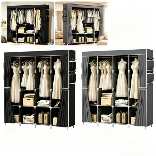 Large fabric canvas wardrobe - fabric,