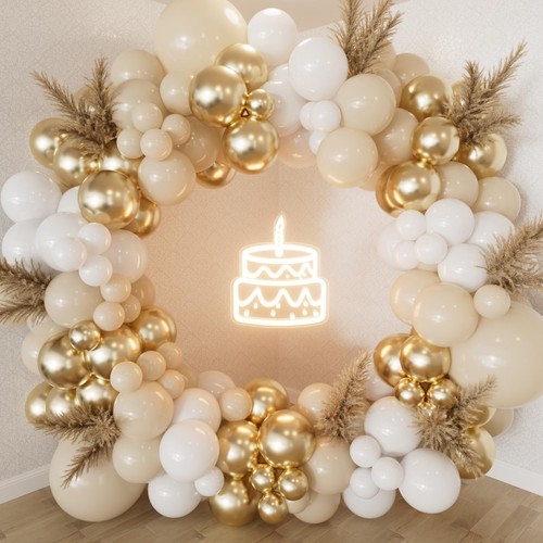 White gold balloon arch kit - white,