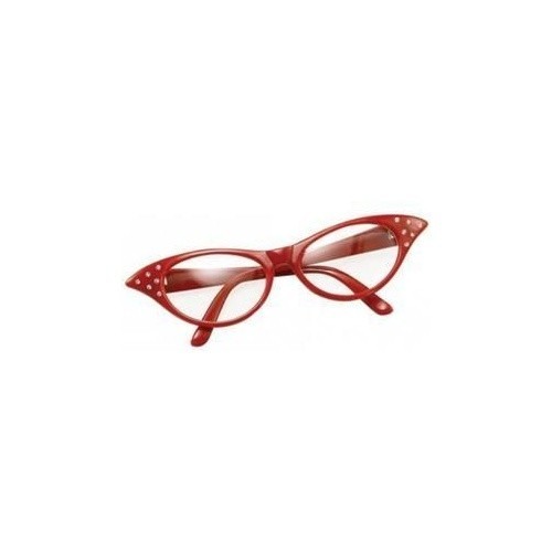 Red cat eye glasses rhinestone - red,