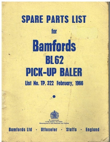 Bamford bl62 pick baler - bamford, pick-up